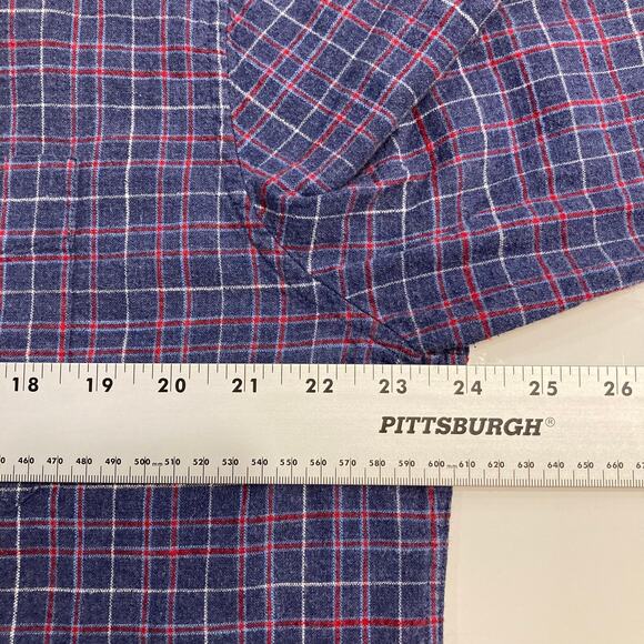 NWOT AMERICAN EAGLE Shirt Men L Plaid Flannel Classic Fit Blue Red Button-Down - Picture 8 of 9